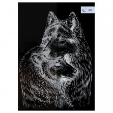 Гравюра с эффектом серебра ТРИ СОВЫ Волки, А4