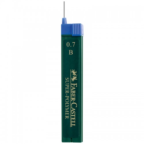 Грифели для механических карандашей Faber-Castell Super-Polymer, 12шт., 0,7мм, B