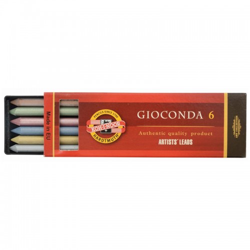Грифели цветные для цанговых карандашей Koh-I-Noor Gioconda, 5,6мм, металлик ассорти, 6шт., пластик коробвый