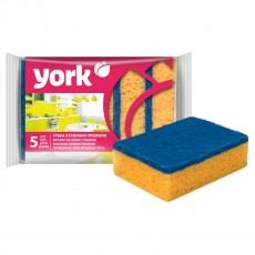 Губки для посуды York Премиум, поролон с абразивным слоем, 10,5*7,5*3 см, 5шт