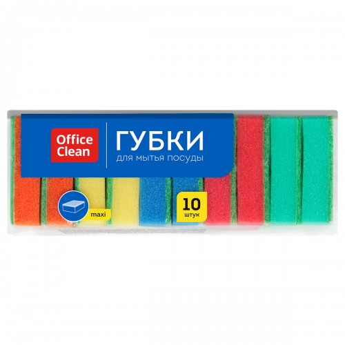 Губки для посуды OfficeClean, поролон с абразивным слоем, 80*53*26мм, 10шт.