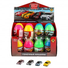 Машина игрушечная Технопарк Гоночное авто, металл. 7 см, ассорти, в яйце