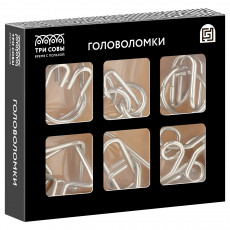 Набор металлических головоломок ТРИ СОВЫ, 6шт., картонная коробка Набор металлических головоломок ТРИ СОВЫ, 6шт., картонная коробка
