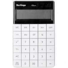 Калькулятор настольный Berlingo PowerTX, 12 разр., двойное питание, 165*105*13мм, белый