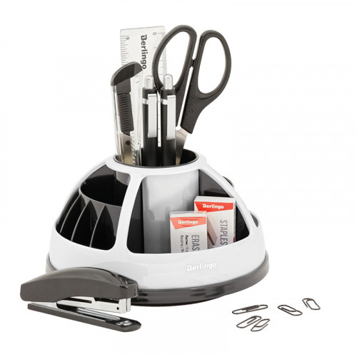 Настольный органайзер Berlingo BR, 9 предметов, вращающийся, черный/белый