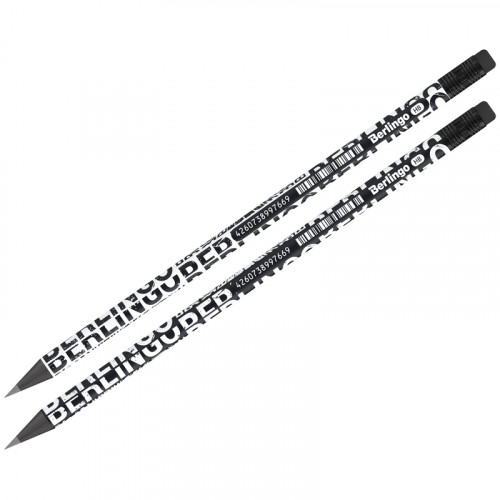 Карандаш ч/г Berlingo Monochrome HB, черное дерево, круглый, заточен., с ластиком, ассорти