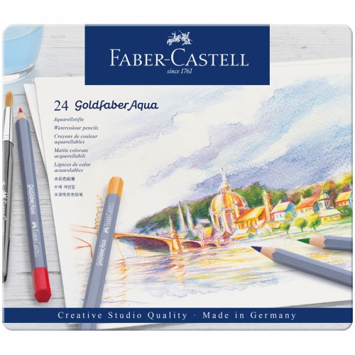 Карандаши акварельные художественные Faber-Castell Goldfaber Aqua, 24цв., метал. коробка