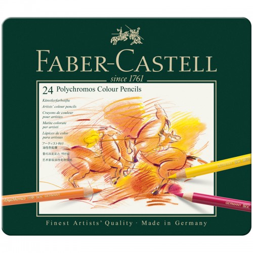 Карандаши цветные художественные Faber-Castell Polychromos, 24цв., заточен., метал. коробка