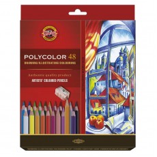 Карандаши цветные художественные Koh-I-Noor Polycolor 3836, 48цв., заточен.+ точилка+2 ч/гр. кар. 1500, картон, европодвес