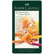 Карандаши цветные художественные Faber-Castell Polychromos, 12цв., заточен., метал. коробка