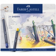 Карандаши цветные Faber-Castell Goldfaber, 24цв., круглые, заточен., метал. коробка