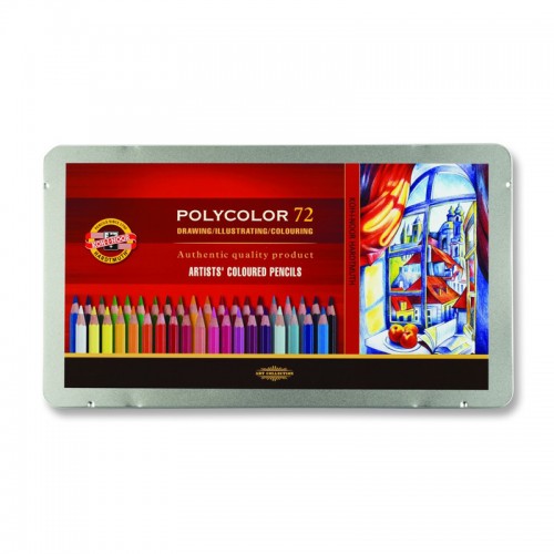 Карандаши цветные художественные Koh-I-Noor Polycolor, 72цв., заточен., метал. пенал