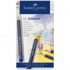 Карандаши цветные Faber-Castell Goldfaber, 12цв., круглые, заточен., метал. коробка