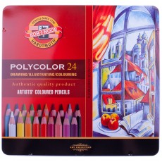 Карандаши цветные художественные Koh-I-Noor Polycolor, 24цв., заточен., метал. пенал