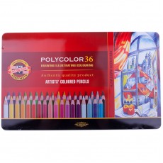 Карандаши цветные художественные Koh-I-Noor Polycolor, 36цв., заточен., метал. пенал