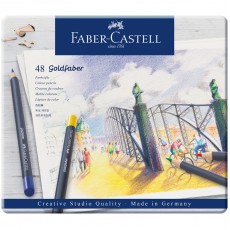 Карандаши цветные Faber-Castell Goldfaber, 48цв., круглые, заточен., метал. коробка