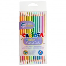 Карандаши цветные пастельные двухсторонние Carioca Bi-Color Pastel, 24цв., 12шт., заточен., ПВХ, европодвес