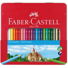 Карандаши цветные Faber-Castell Замок, 24цв., шестигр., заточ., метал. кор.