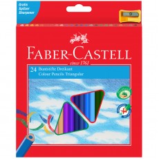 Карандаши цветные Faber-Castell Ecopen 24цв., трехгран., заточен., картон, европодвес, с точилкой