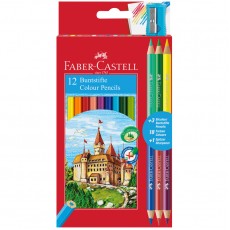 Карандаши цветные Faber-Castell Замок, 12цв., шестигр., заточ.+6цв.+точилка, картон, европодвес