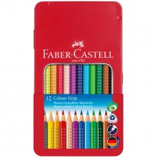 Карандаши цветные Faber-Castell Grip, 12цв., трехгран., заточен., метал. кор.