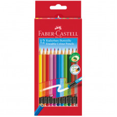 Карандаши цветные стираемые Faber-Castell, 12цв., заточен., картон, европодвес