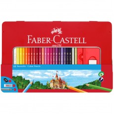 Карандаши цветные Faber-Castell Замок, 48цв., трехгран., заточ.+2ч/г кар. Grip+ластик+точилка, метал. коробка