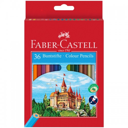 Карандаши цветные Faber-Castell Замок, 36цв., шестигр., заточ., картон, европодвес