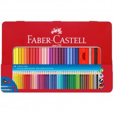 Карандаши цветные Faber-Castell Grip, 48цв., трехгран., заточ.+ч/г кар. Grip+точилка+кисть, метал. коробка