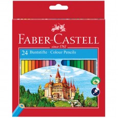 Карандаши цветные Faber-Castell Замок, 24цв., шестигр., заточ., картон, европодвес