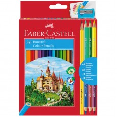 Карандаши цветные Faber-Castell Замок, 36цв., шестигр., заточ.+6цв.+ч/г кар.+точилка, картон, европодвес