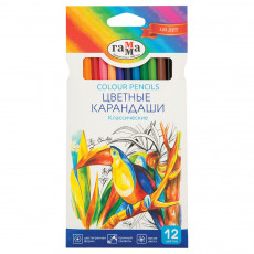 Карандаши цветные Гамма Классические, 12цв., заточен., картон. упаковка, европодвес