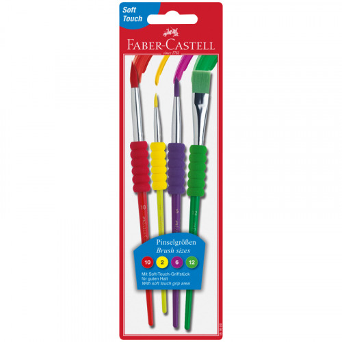 Набор кистей Faber-Castell 4шт., круглые № 10, 2, 6, плоская №12, блистер, европодвес