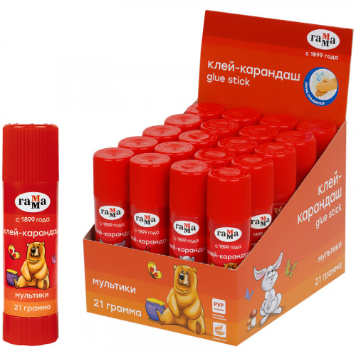 Клей-карандаш Гамма Мультики, 21г, ПВП