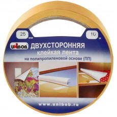 Клейкая лента двусторонняя Unibob, 25мм*10м, полипропилен, инд. упаковка