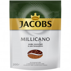 Кофе растворимый Jacobs Monarch Millicano, сублимированный, с молотым, мягкая упаковка, 200г