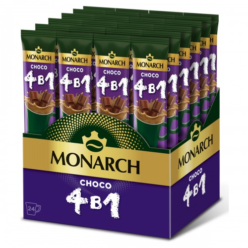 Кофе растворимый Monarch Choco, с какао-порошком, 4в1, порционный 24 пакетика*13,5г, картонная коробка