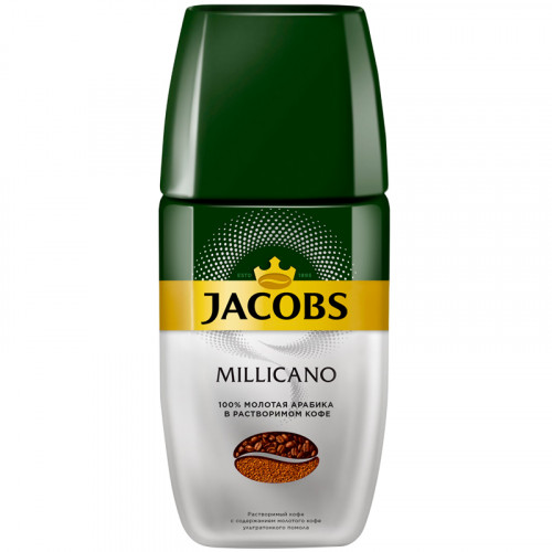 Кофе растворимый Jacobs Monarch Millicano, сублимированный, с молотым, стеклянная банка, 160г