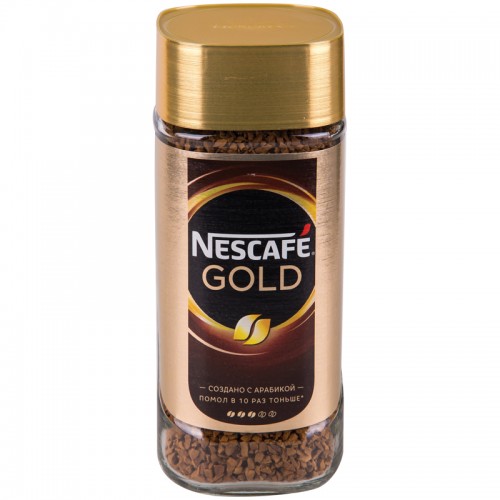 Кофе растворимый Nescafe Gold, сублимированный, с молотым, тонкий помол, стеклянная банка, 95г