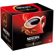 Кофе растворимый Nescafe Classic, гранулированный/порошкообразный, с молотым, порционный, 30 пакетиков*2г, картонная коробка