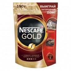 Кофе растворимый Nescafe Gold, сублимированный, с молотым, тонкий помол, мягкая упаковка, 190г