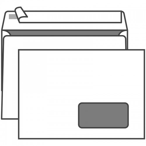 Конверт C5, KurtStrip, 162*229мм, б/подсказа, с прав. окном, отр. лента, внутр. запечатка