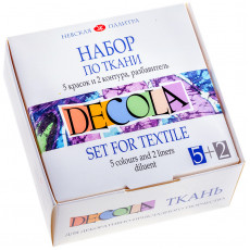 Набор по ткани Decola, краски акриловые 5*20мл, контуры в тубах 2*18мл, разбавитель