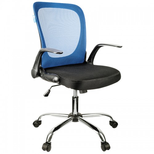 Кресло оператора Helmi HL-M04 Active, ткань, спинка сетка синяя/сиденье TW черн, рег. подлокот, хром