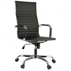 Кресло руководителя Helmi HL-E17 Slim, экокожа черная, хром