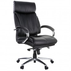 Кресло руководителя Helmi HL-ES04 Strength повыш. прочности, кожа черная, мультибл, хром, до 250кг