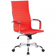 Кресло руководителя Helmi HL-E17 Slim, экокожа красная, хром