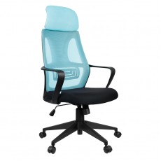 Кресло руководителя Helmi HL-E37 Wind, ткань черная/бирюзовая