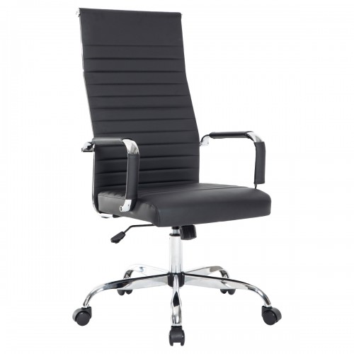 Кресло руководителя Helmi HL-E17 Slim Extra, экокожа черная, хром, механизм качания