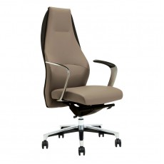 Кресло руководителя Helmi HL-E35 Synchro Lux, экокожа серая, синхромеханизм, алюминий, до 150кг
